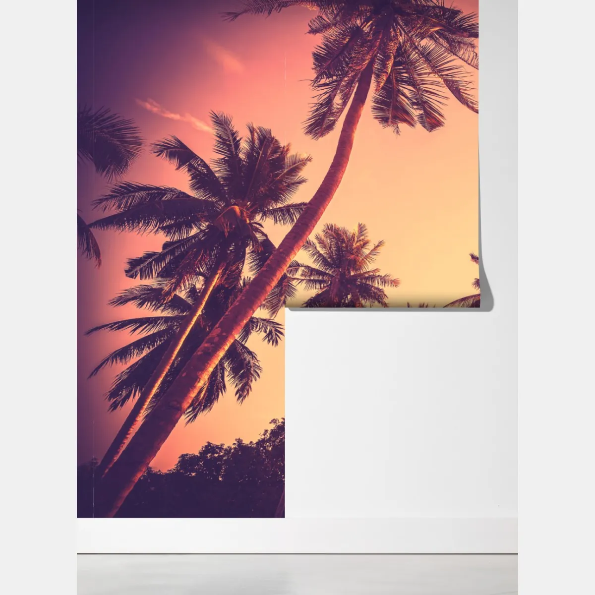 Fototapeta vintage tropikalny zachód słońca z palmami – Wallissimo® Fototapeta vintage tropikalny zachód słońca z palmami – Wallissimo®