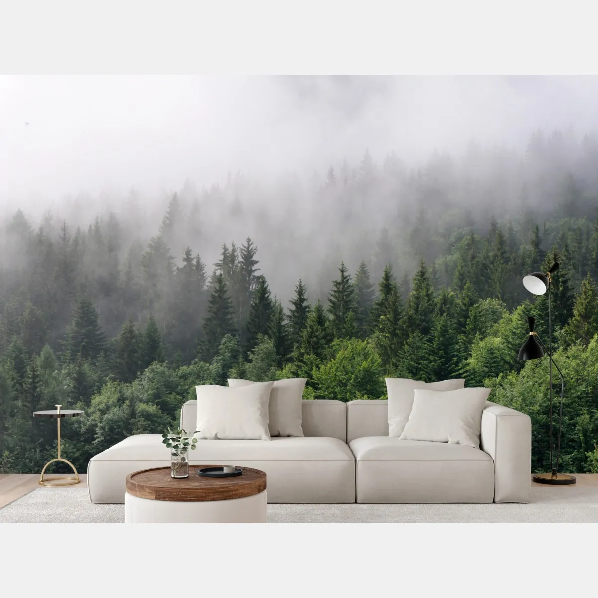 Fototapeta mglisty las iglasty panorama – Wallissimo® Fototapeta mglisty las iglasty panorama – Wallissimo®