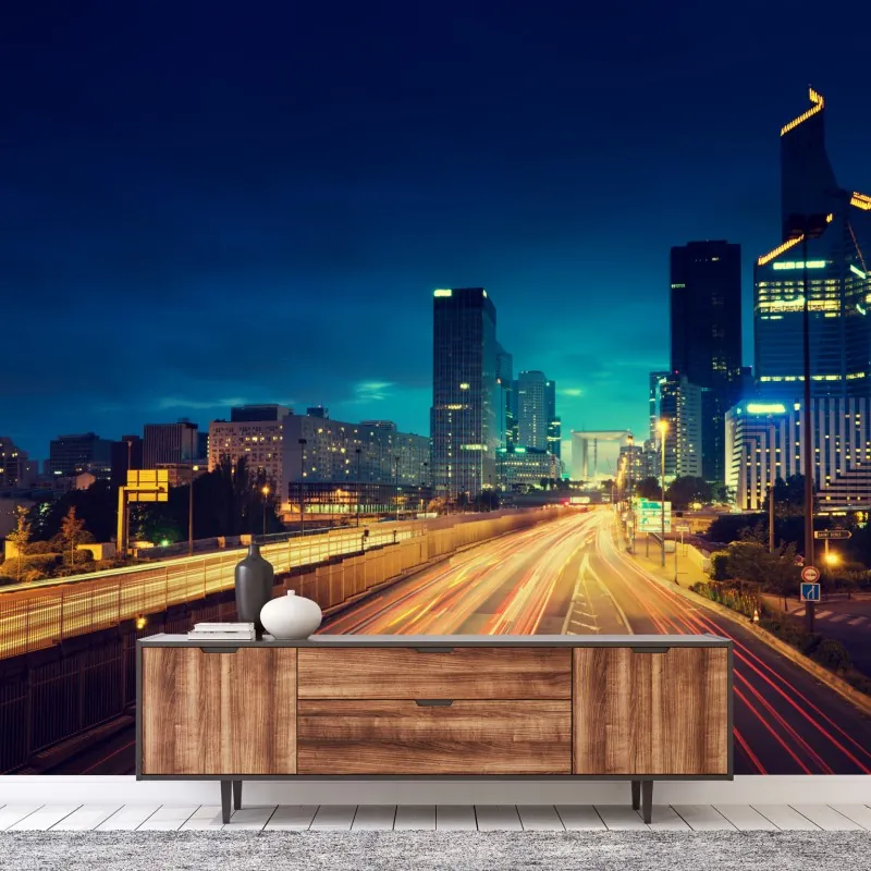 Fototapeta La Défense panorama miasta o zmierzchu – Wallissimo® Fototapeta La Défense panorama miasta o zmierzchu – Wallissimo®