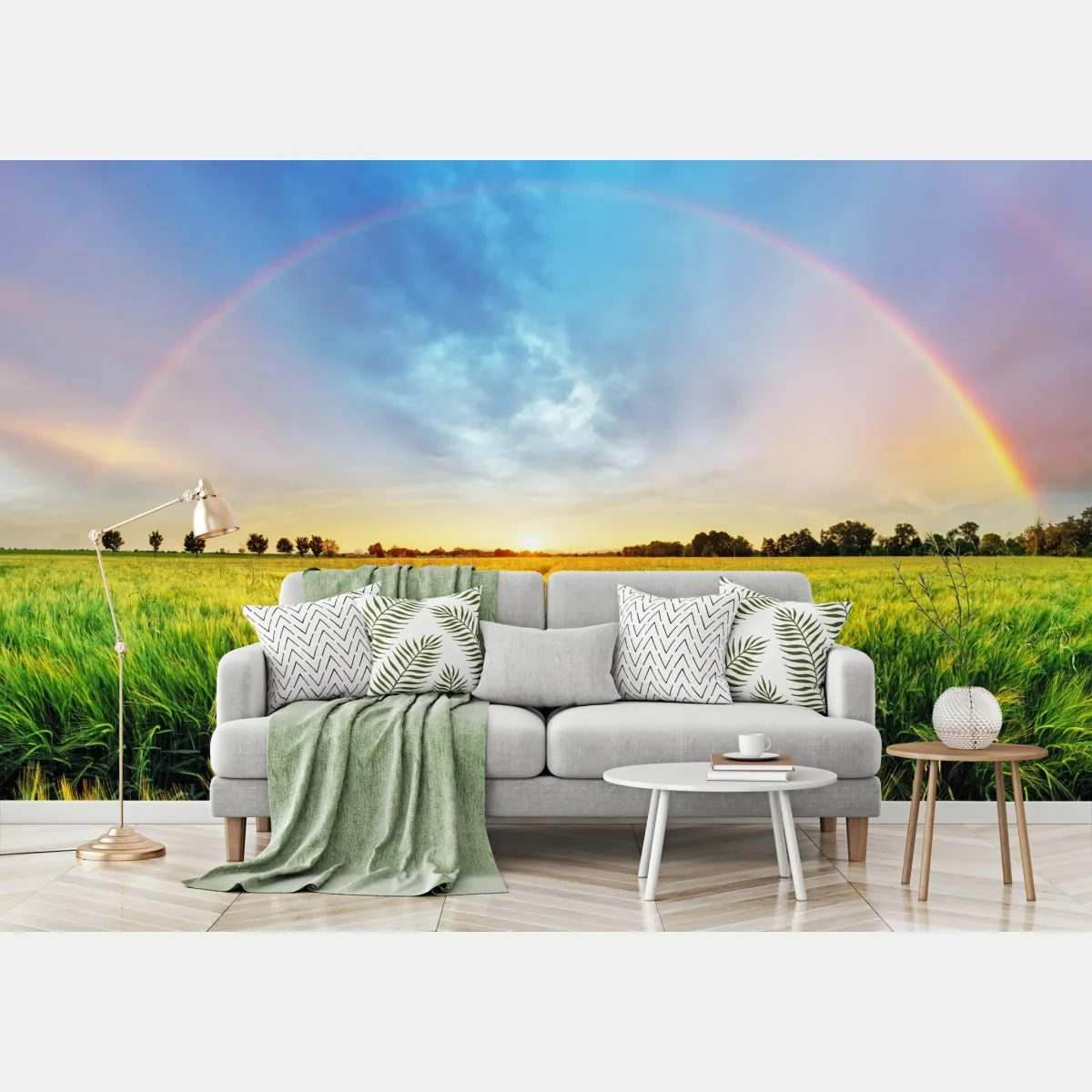 Fototapeta tęcza nad złotym polem pszenicy o zachodzie słońca – Wallissimo® Fototapeta tęcza nad złotym polem pszenicy o zachodzie słońca – Wallissimo®