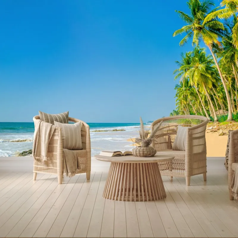 Fototapeta tropikalna plaża z palmami