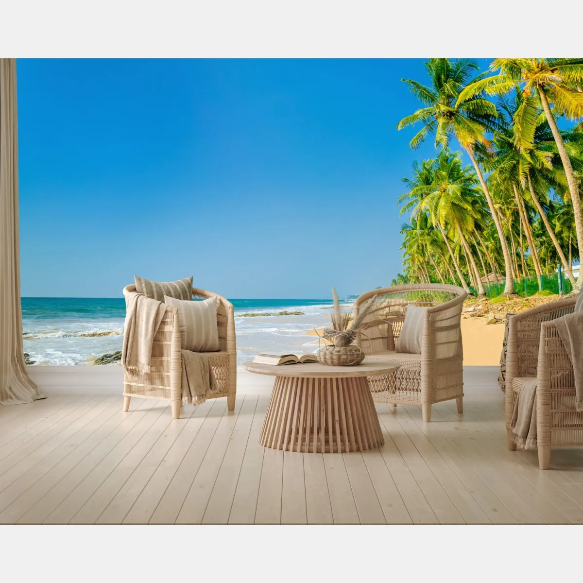 Fototapeta tropikalna plaża z palmami – Wallissimo® Fototapeta tropikalna plaża z palmami – Wallissimo®