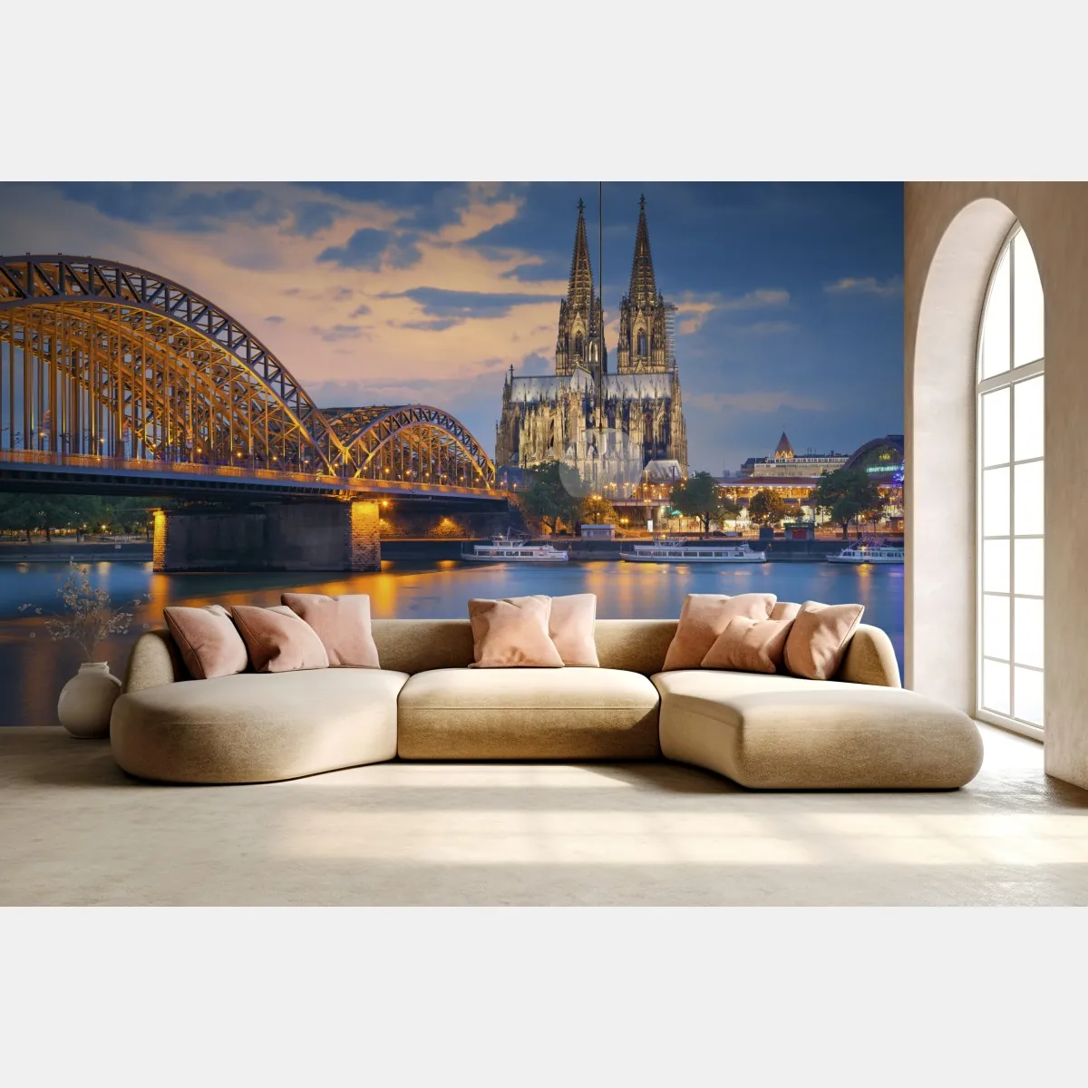 Fototapeta katedra w Kolonii i most o zmierzchu – Wallissimo® Fototapeta katedra w Kolonii i most o zmierzchu – Wallissimo®