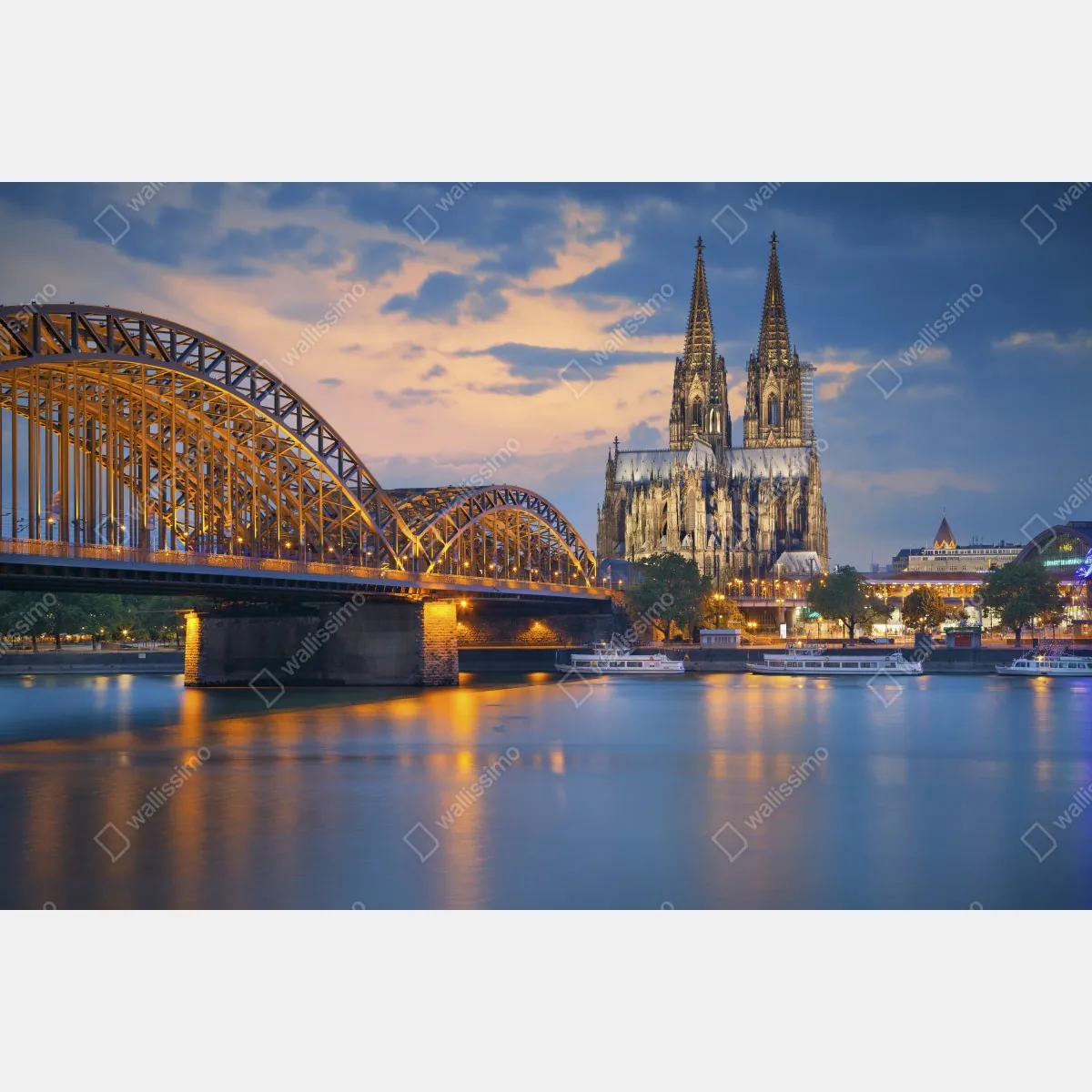 Fototapeta katedra w Kolonii i most o zmierzchu – Wallissimo® Fototapeta katedra w Kolonii i most o zmierzchu – Wallissimo®