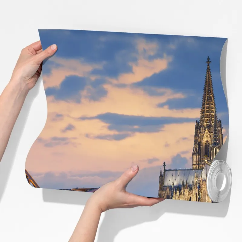 Fototapeta katedra w Kolonii i most o zmierzchu – Wallissimo® Fototapeta katedra w Kolonii i most o zmierzchu – Wallissimo®