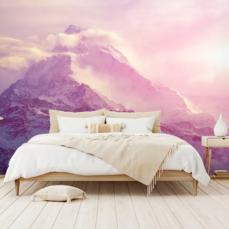 Fototapeta pastelowy wschód słońca nad górami