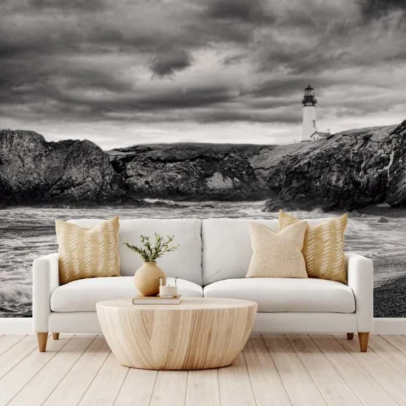 Fototapeta latarnia morska Yaquina Bay na burzliwym wybrzeżu