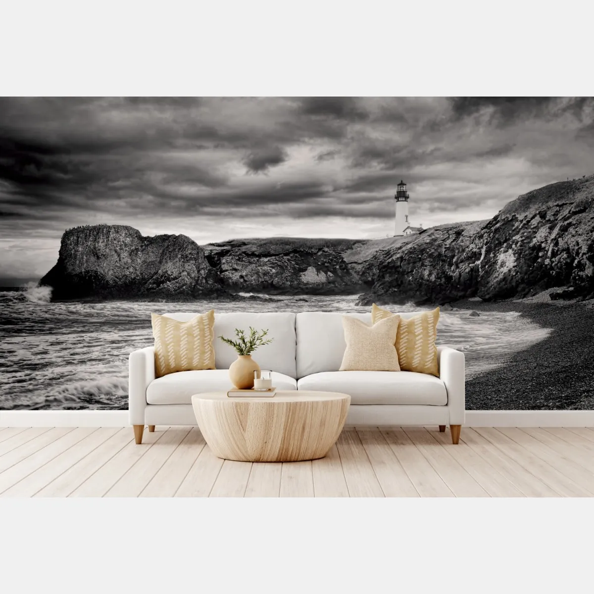 Fototapeta latarnia morska Yaquina Bay na burzliwym wybrzeżu – Wallissimo® Fototapeta latarnia morska Yaquina Bay na burzliwym wybrzeżu – Wallissimo®