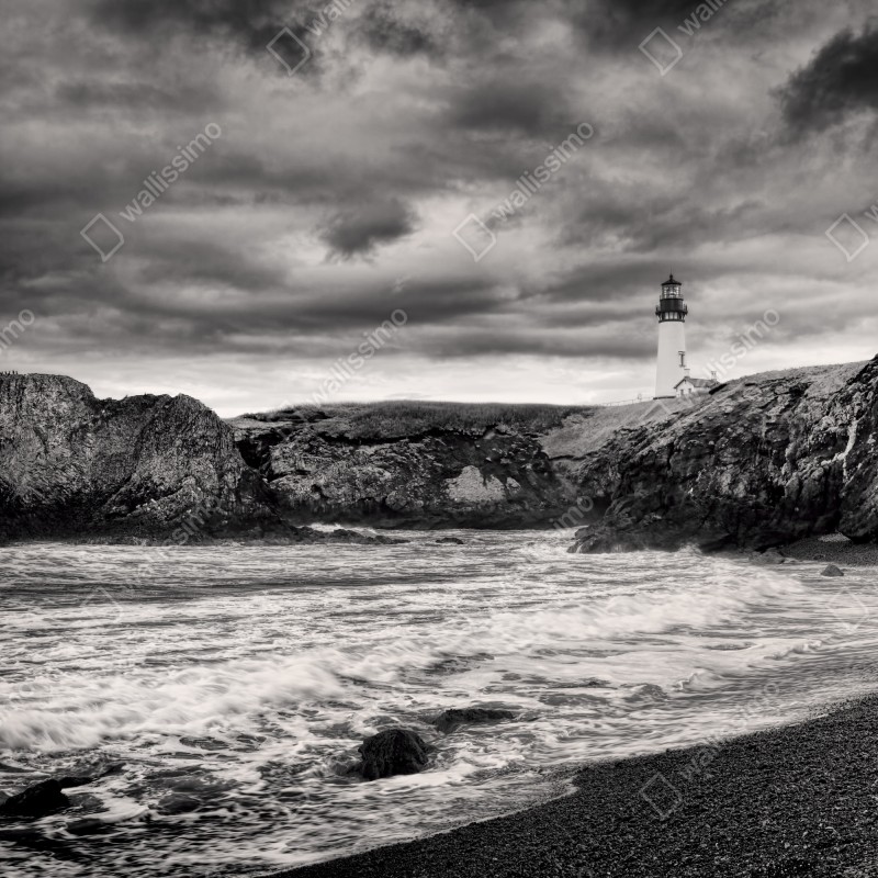 Fototapeta latarnia morska Yaquina Bay na burzliwym wybrzeżu – Wallissimo® Fototapeta latarnia morska Yaquina Bay na burzliwym wybrzeżu – Wallissimo®