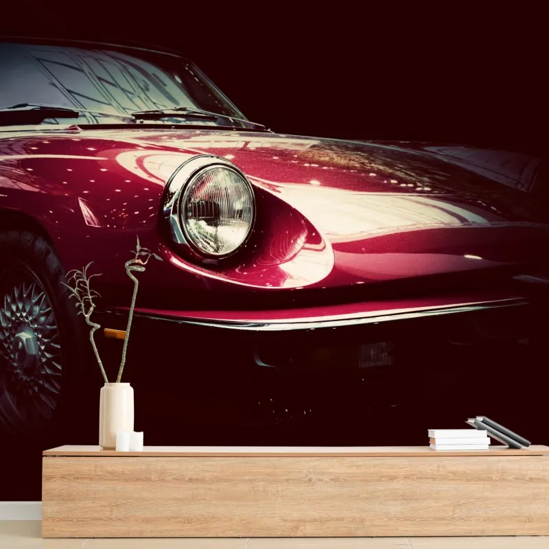 Fototapeta zbliżenie klasycznego czerwonego samochodu sportowego