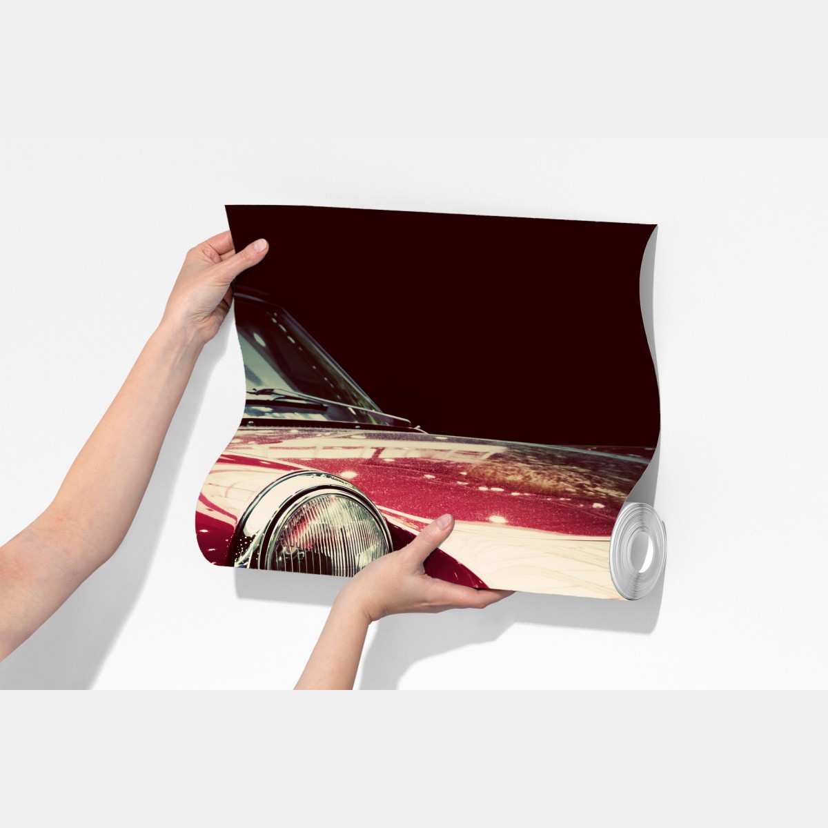 Fototapeta zbliżenie klasycznego czerwonego samochodu sportowego – Wallissimo® Fototapeta zbliżenie klasycznego czerwonego samochodu sportowego – Wallissimo®