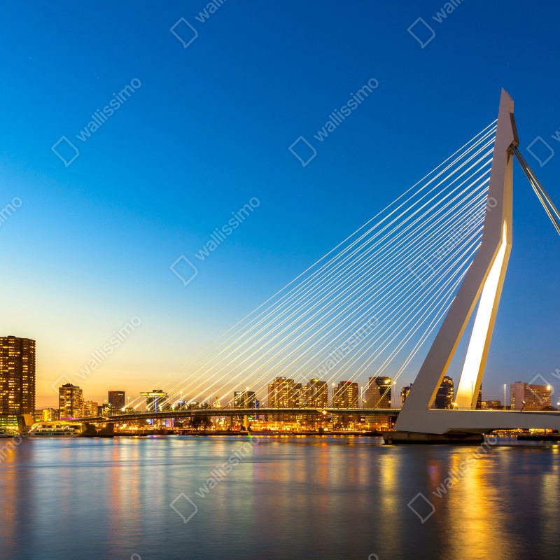 Fototapeta Rotterdam most Erazma o zmierzchu – Wallissimo® Fototapeta Rotterdam most Erazma o zmierzchu – Wallissimo®