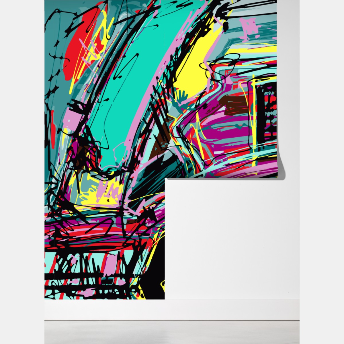 Fototapeta żywa turkusowa abstrakcyjna kompozycja samochodowa – Wallissimo® Fototapeta żywa turkusowa abstrakcyjna kompozycja samochodowa – Wallissimo®