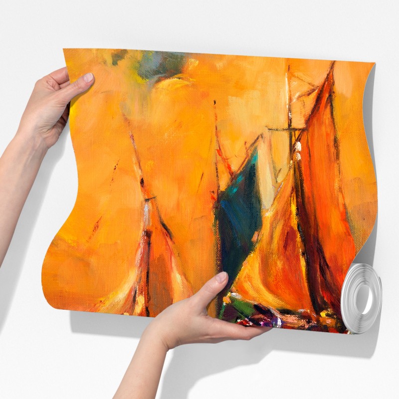 Fototapeta złoty zachód słońca nad żaglówkami – Wallissimo® Fototapeta złoty zachód słońca nad żaglówkami – Wallissimo®