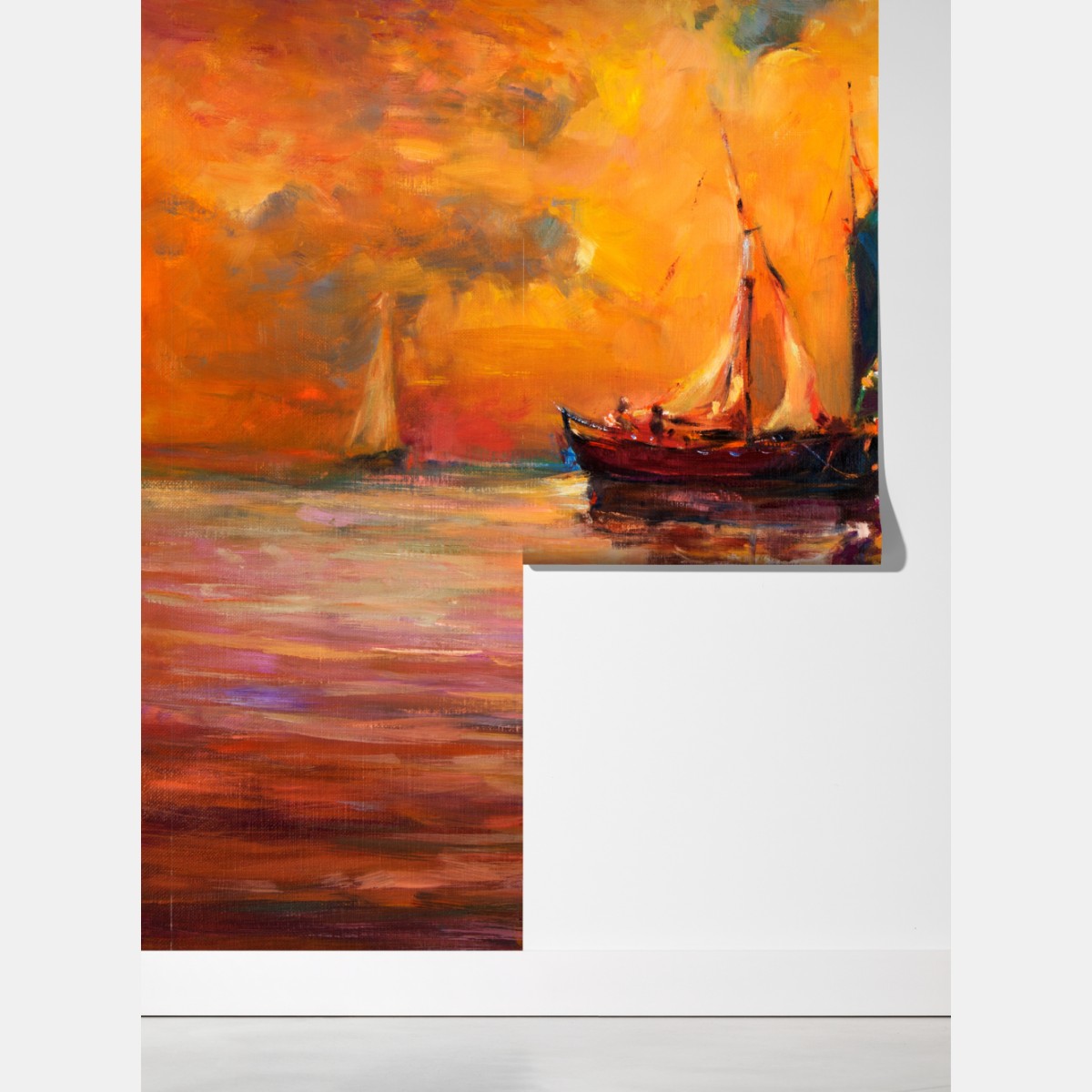 Fototapeta złoty zachód słońca nad żaglówkami – Wallissimo® Fototapeta złoty zachód słońca nad żaglówkami – Wallissimo®