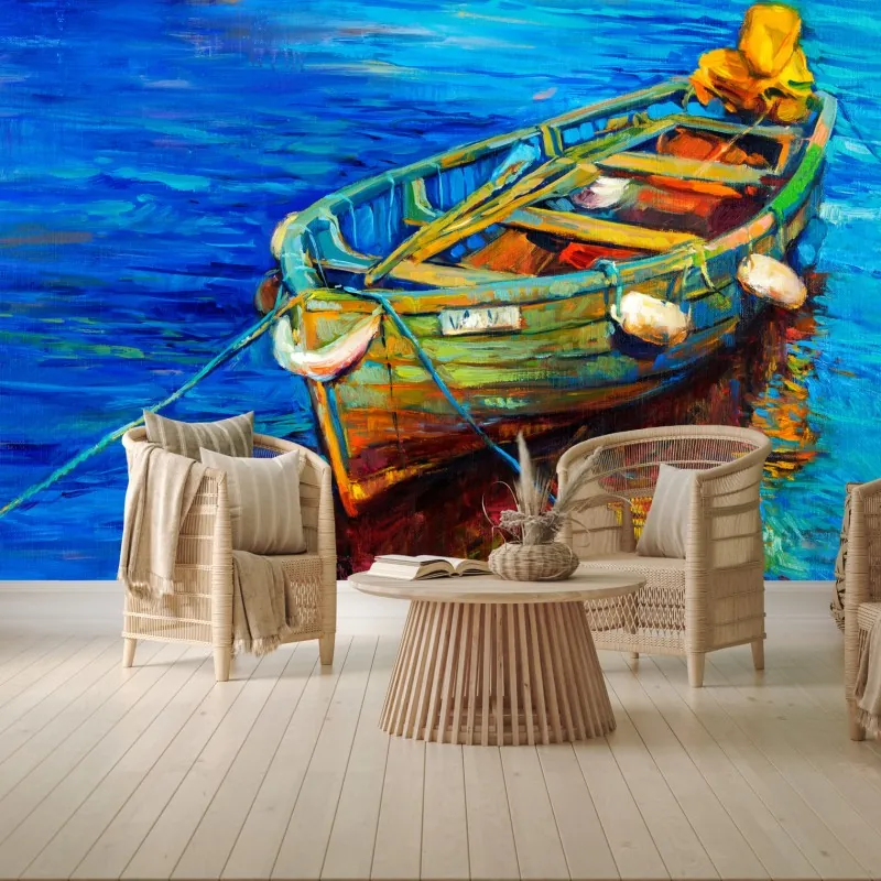 Fototapeta łódź o zachodzie słońca