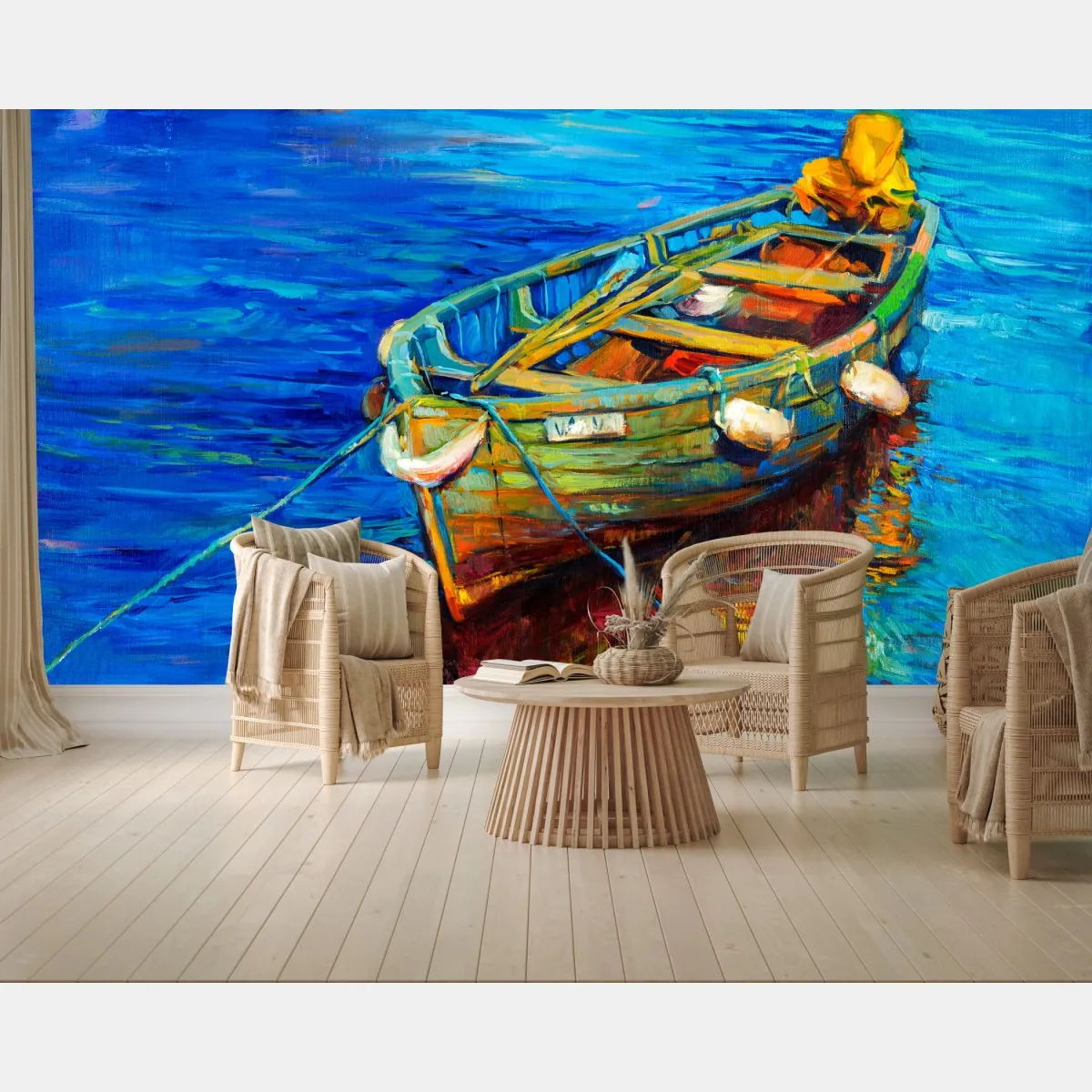 Fototapeta łódź o zachodzie słońca – Wallissimo® Fototapeta łódź o zachodzie słońca – Wallissimo®