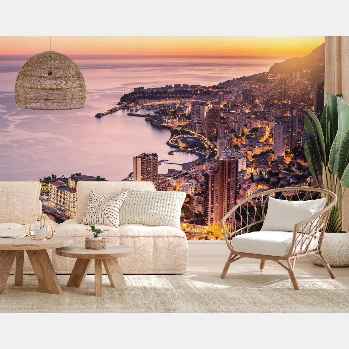 Fototapeta zachód słońca nad miejskim wybrzeżem – Wallissimo® Fototapeta zachód słońca nad miejskim wybrzeżem – Wallissimo®