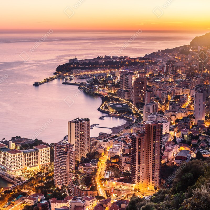 Fototapeta zachód słońca nad miejskim wybrzeżem – Wallissimo® Fototapeta zachód słońca nad miejskim wybrzeżem – Wallissimo®