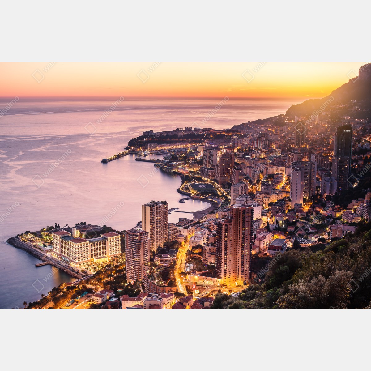 Fototapeta zachód słońca nad miejskim wybrzeżem – Wallissimo® Fototapeta zachód słońca nad miejskim wybrzeżem – Wallissimo®