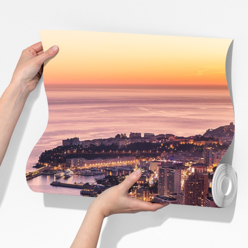 Fototapeta zachód słońca nad miejskim wybrzeżem – Wallissimo® Fototapeta zachód słońca nad miejskim wybrzeżem – Wallissimo®