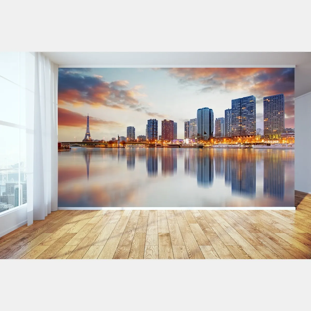 Fototapeta panorama Paryża o zachodzie z Wieżą Eiffla – Wallissimo® Fototapeta panorama Paryża o zachodzie z Wieżą Eiffla – Wallissimo®