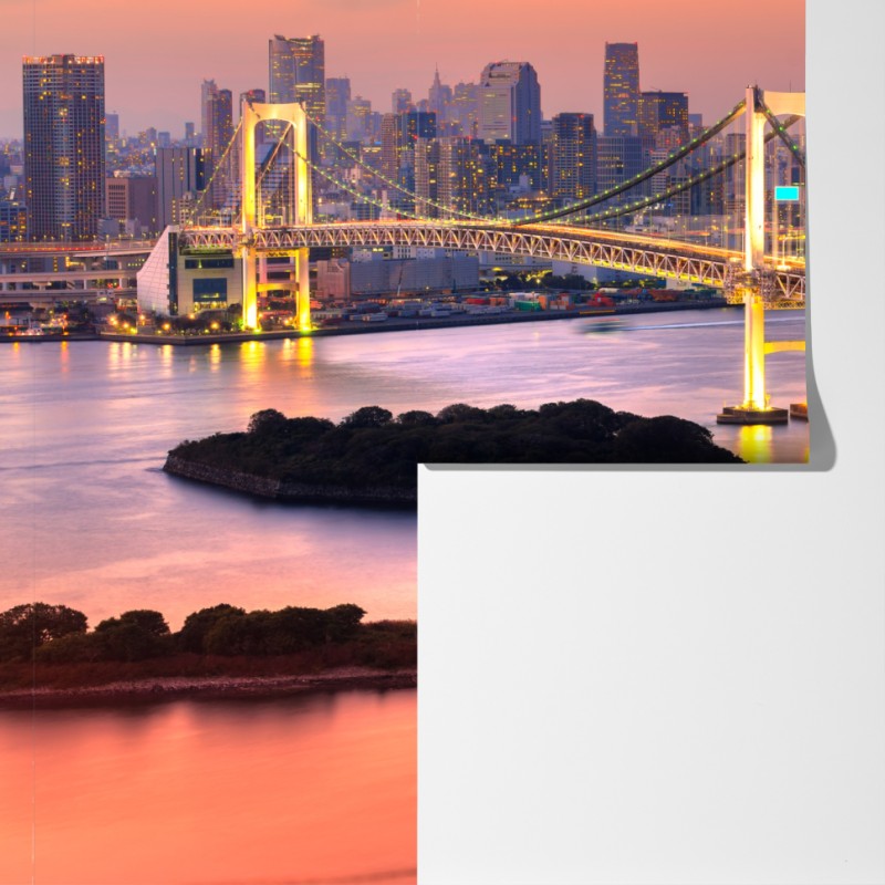 Fototapeta Tokio panorama o zachodzie słońca – Wallissimo® Fototapeta Tokio panorama o zachodzie słońca – Wallissimo®