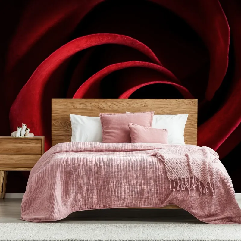 Fototapeta spirala głębokich czerwonych płatków róży