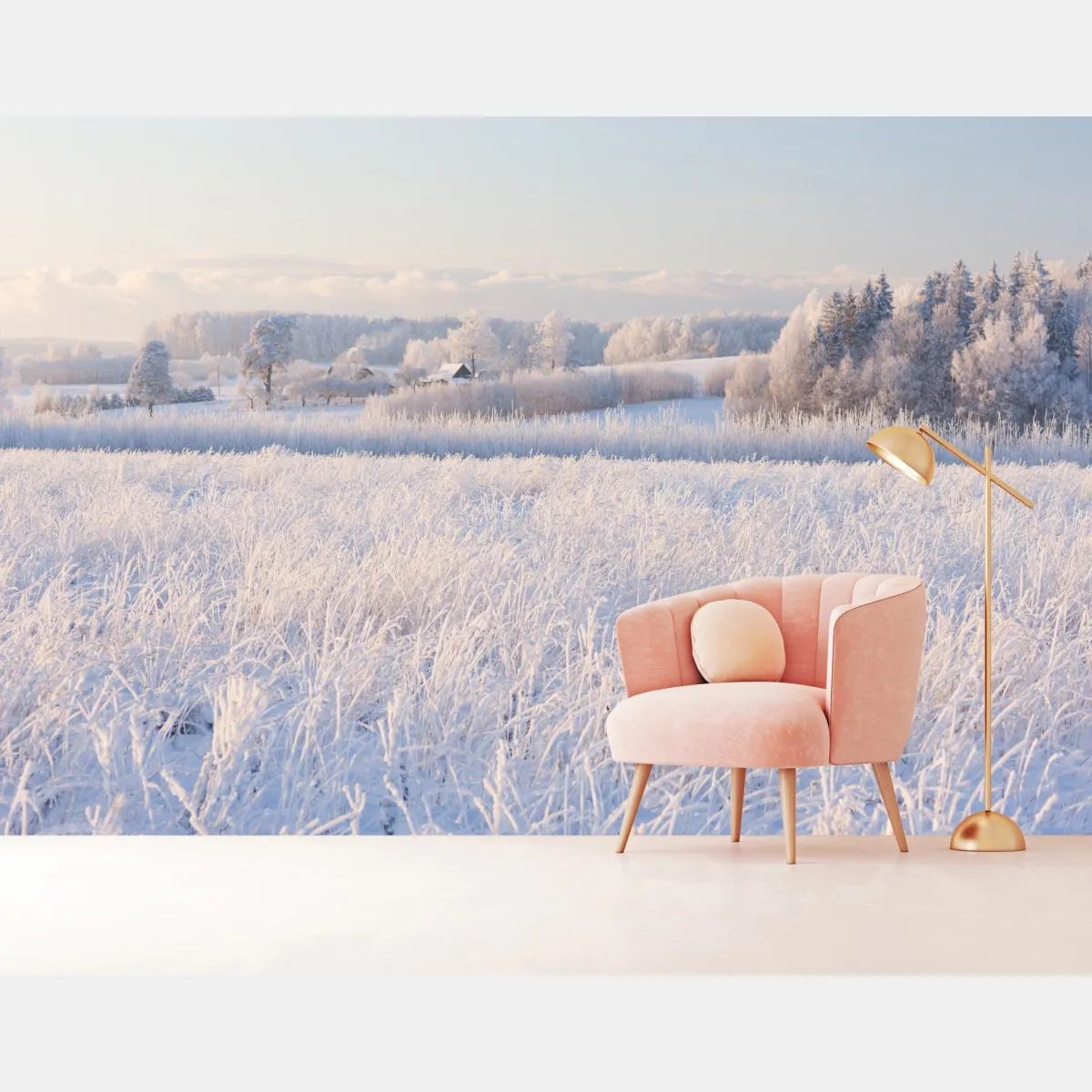 Fototapeta szronowa łąka o poranku – Wallissimo® Fototapeta szronowa łąka o poranku – Wallissimo®