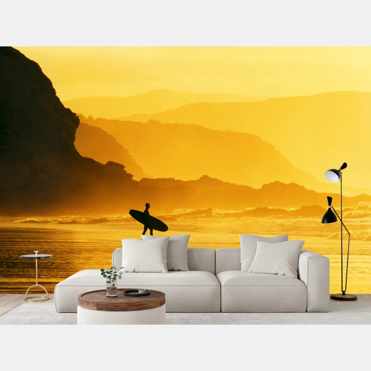 Fototapeta surfer przy złotym zachodzie słońca – Wallissimo® Fototapeta surfer przy złotym zachodzie słońca – Wallissimo®