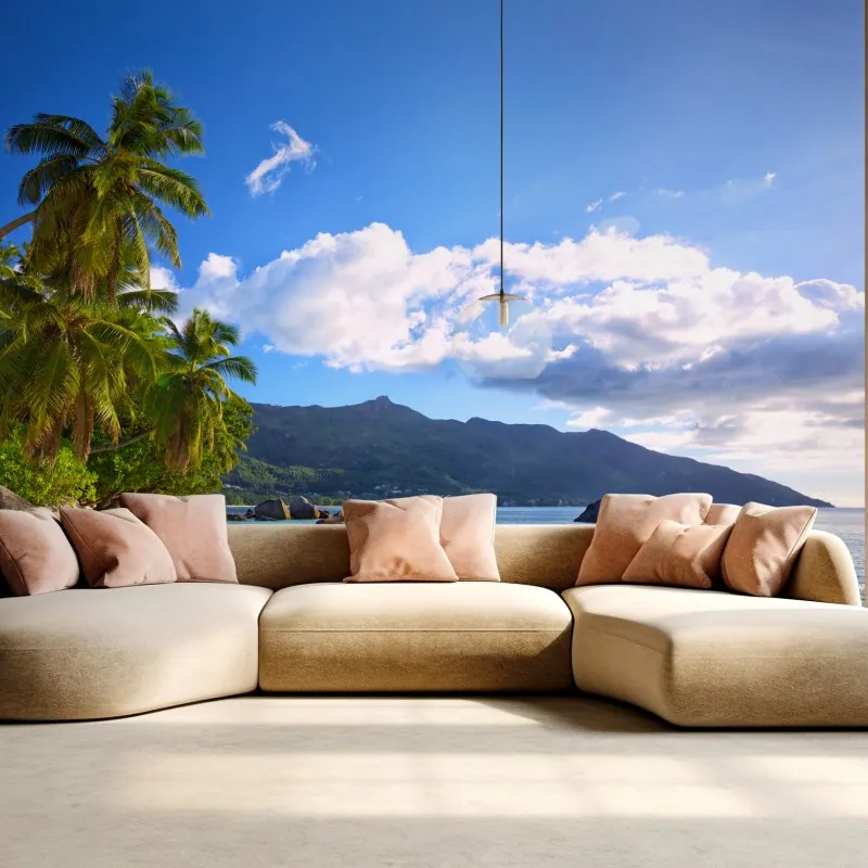 Fototapeta tropikalna plaża na Mahe – Wallissimo® Fototapeta tropikalna plaża na Mahe – Wallissimo®