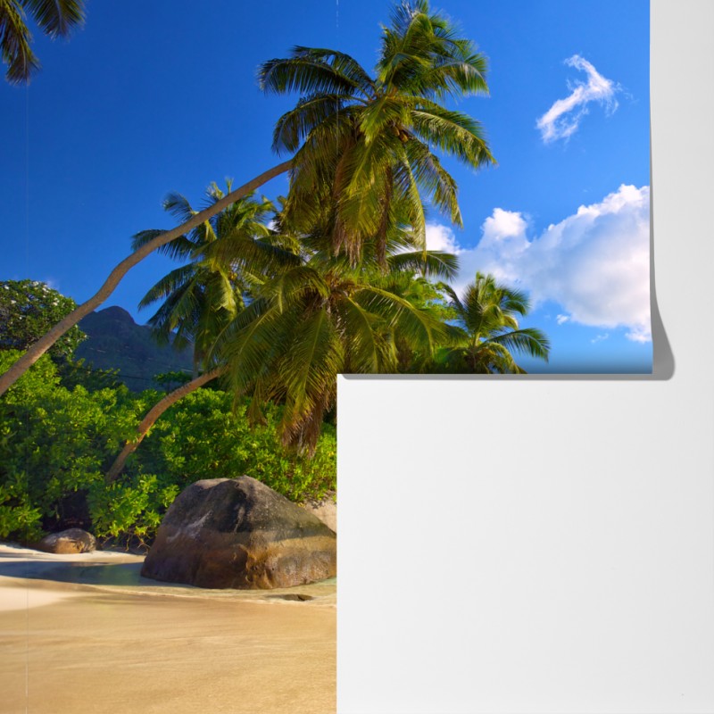 Fototapeta tropikalna plaża na Mahe – Wallissimo® Fototapeta tropikalna plaża na Mahe – Wallissimo®