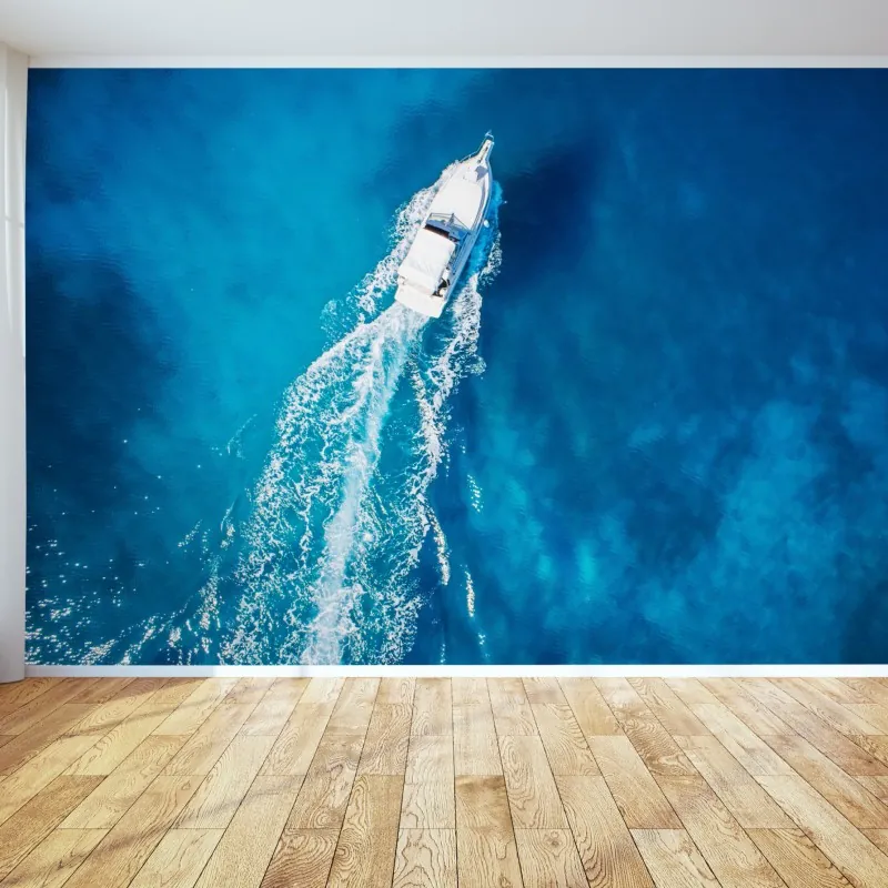 Fototapeta jacht nad krystalicznie niebieskim oceanem