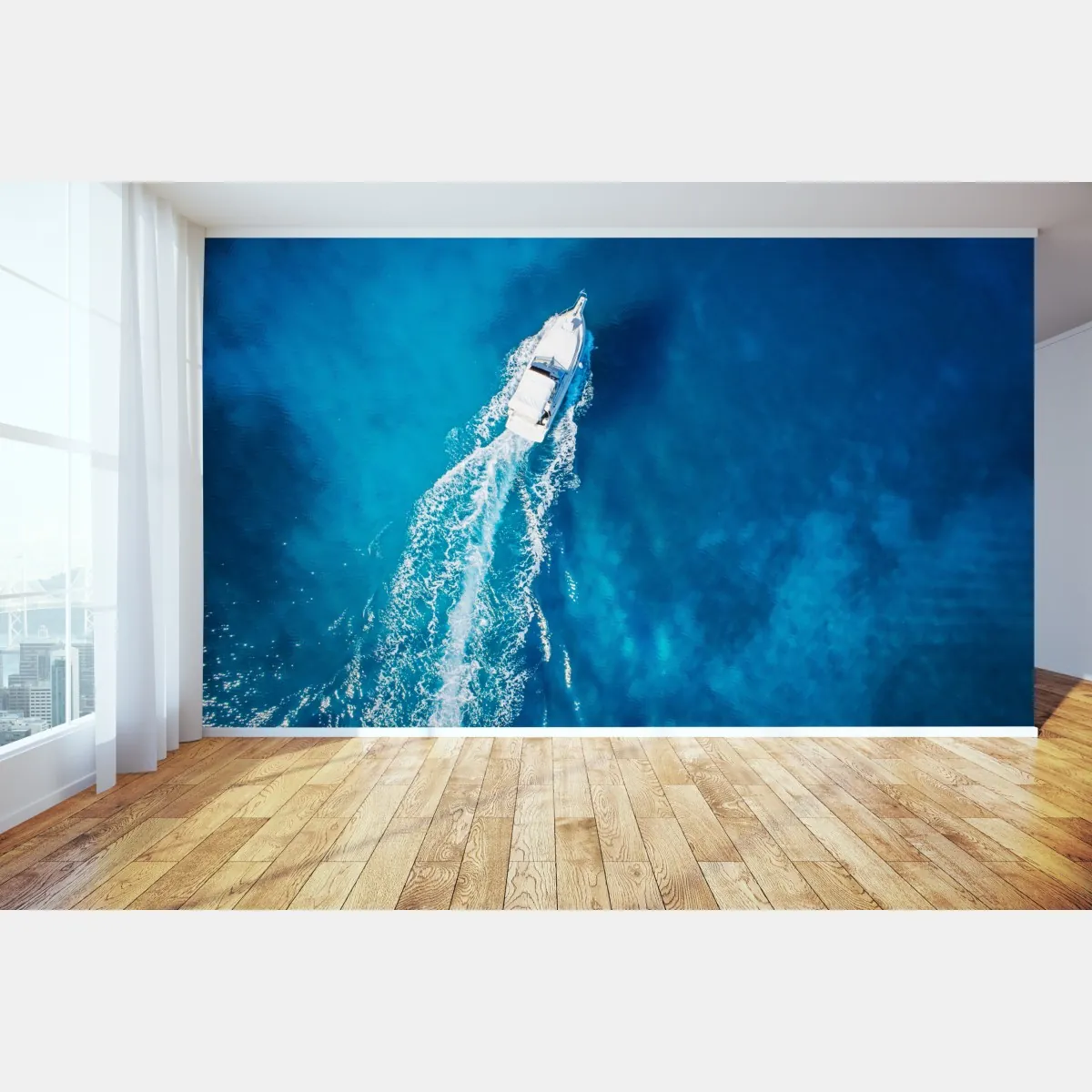 Fototapeta jacht nad krystalicznie niebieskim oceanem – Wallissimo® Fototapeta jacht nad krystalicznie niebieskim oceanem – Wallissimo®