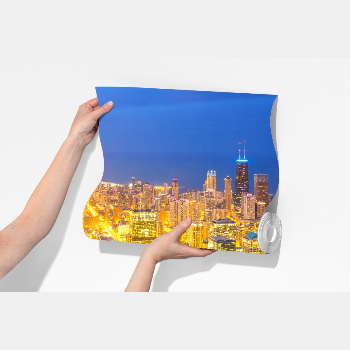 Fototapeta lotnicza panorama Chicago nocą – Wallissimo® Fototapeta lotnicza panorama Chicago nocą – Wallissimo®