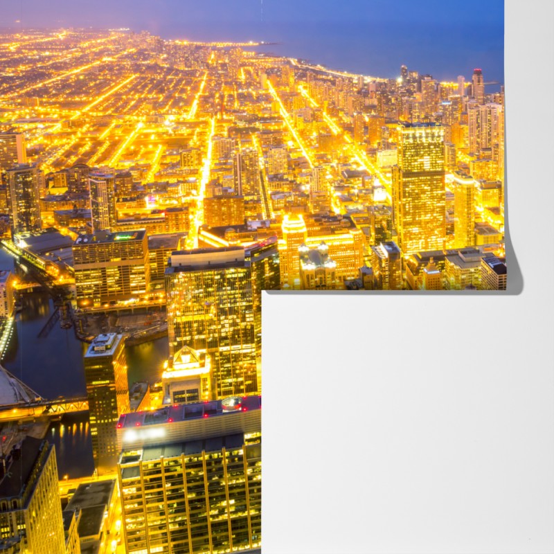 Fototapeta lotnicza panorama Chicago nocą – Wallissimo® Fototapeta lotnicza panorama Chicago nocą – Wallissimo®