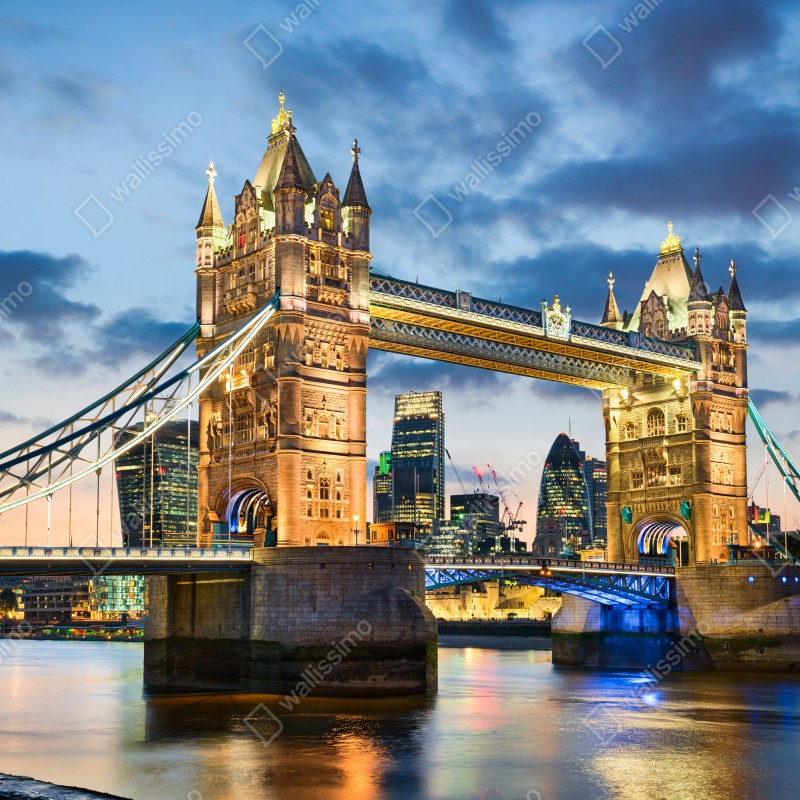 Fototapeta Tower Bridge o zachodzie słońca, Londyn – Wallissimo® Fototapeta Tower Bridge o zachodzie słońca, Londyn – Wallissimo®