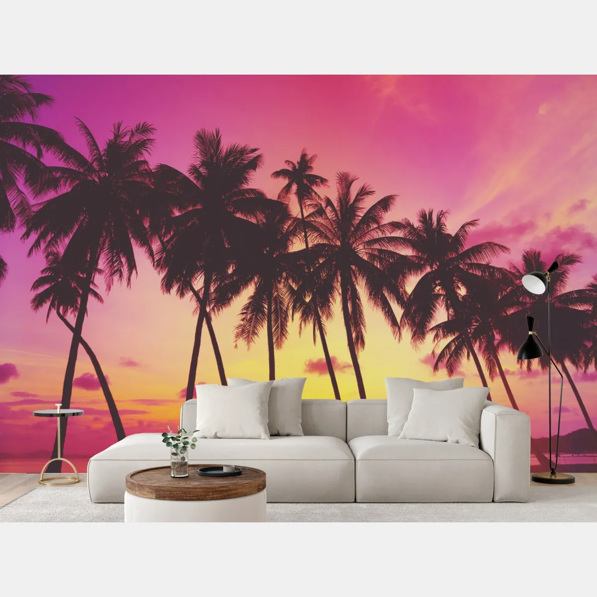 Fototapeta tropikalny zachód słońca z palmami, Tajlandia – Wallissimo® Fototapeta tropikalny zachód słońca z palmami, Tajlandia – Wallissimo®