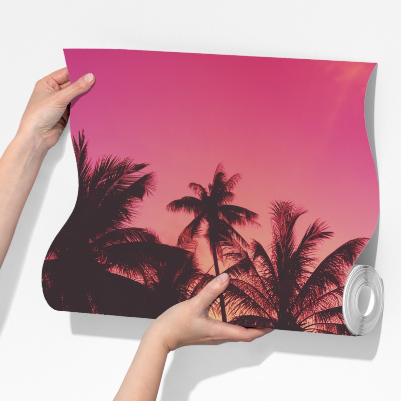 Fototapeta tropikalny zachód słońca z palmami, Tajlandia – Wallissimo® Fototapeta tropikalny zachód słońca z palmami, Tajlandia – Wallissimo®