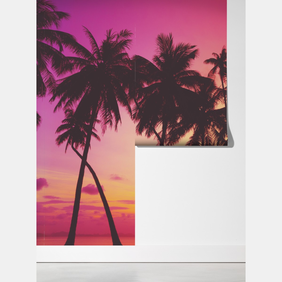 Fototapeta tropikalny zachód słońca z palmami, Tajlandia – Wallissimo® Fototapeta tropikalny zachód słońca z palmami, Tajlandia – Wallissimo®