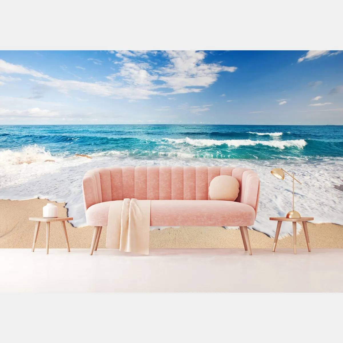 Fototapeta turkusowe fale na piaszczystej plaży – Wallissimo® Fototapeta turkusowe fale na piaszczystej plaży – Wallissimo®