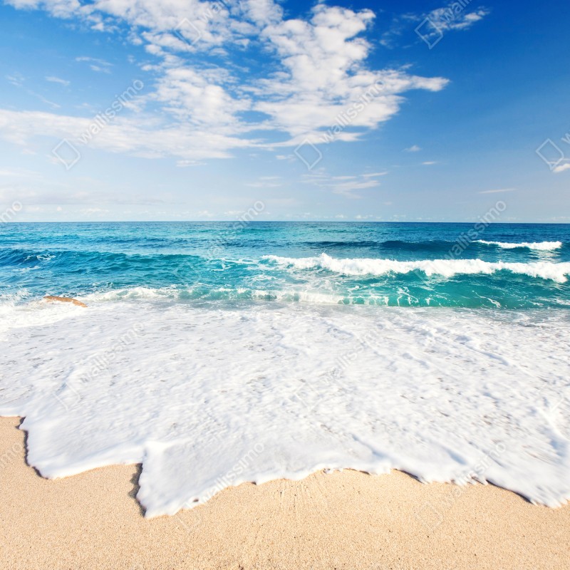 Fototapeta turkusowe fale na piaszczystej plaży – Wallissimo® Fototapeta turkusowe fale na piaszczystej plaży – Wallissimo®