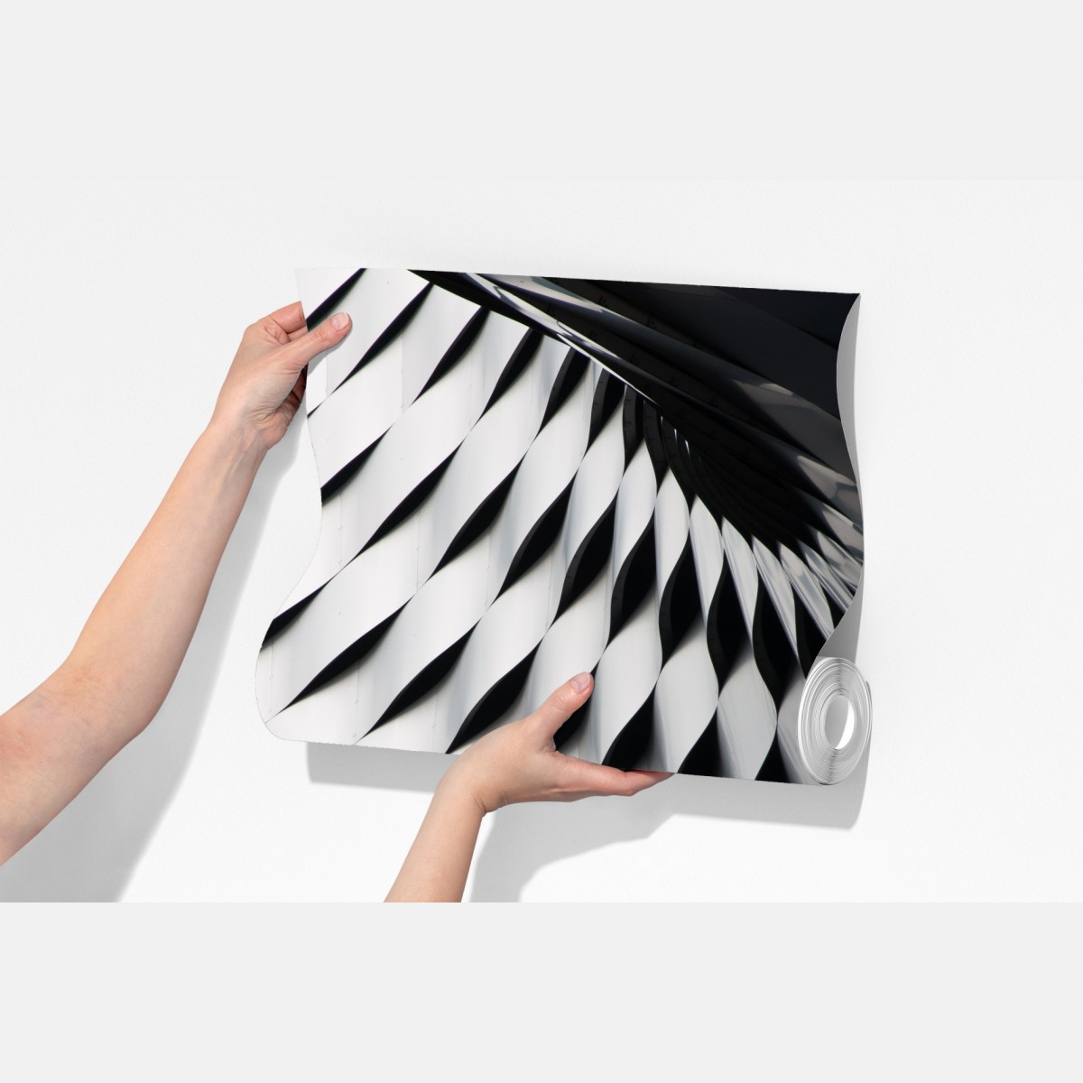 Fototapeta monochromatyczny geometryczny wzór z metalu – Wallissimo® Fototapeta monochromatyczny geometryczny wzór z metalu – Wallissimo®