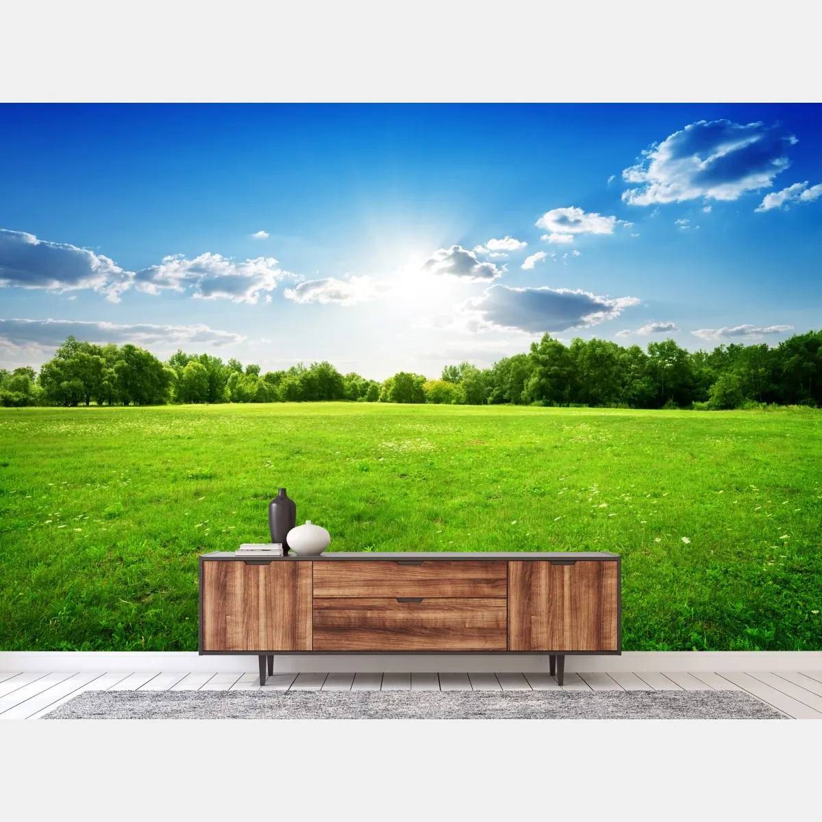 Fototapeta słoneczna zielona łąka – Wallissimo® Fototapeta słoneczna zielona łąka – Wallissimo®