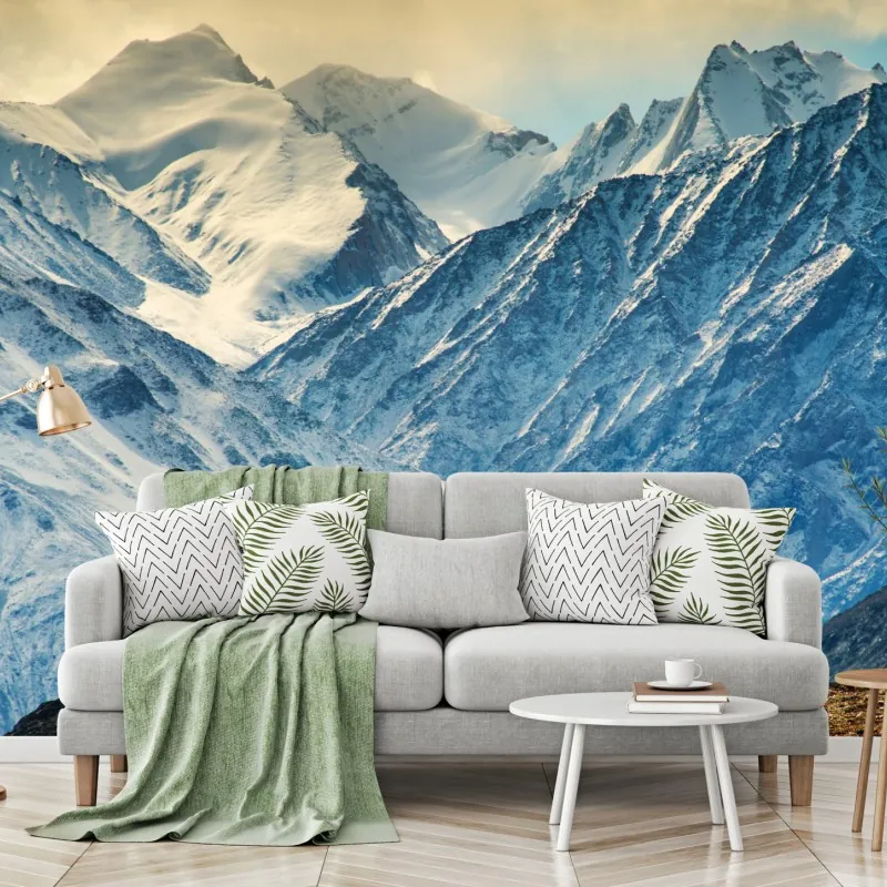 Fototapeta majestatyczny klasztor wśród ośnieżonych szczytów