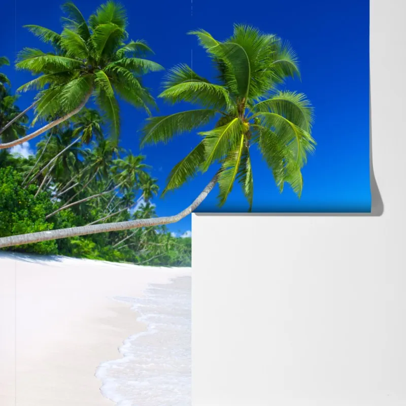 Fototapeta tropikalna plaża z palmami – Wallissimo® Fototapeta tropikalna plaża z palmami – Wallissimo®