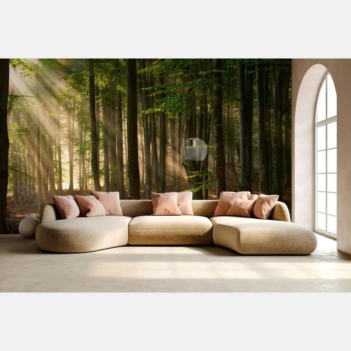 Fototapeta poranne światło w lesie bukowym – Wallissimo® Fototapeta poranne światło w lesie bukowym – Wallissimo®