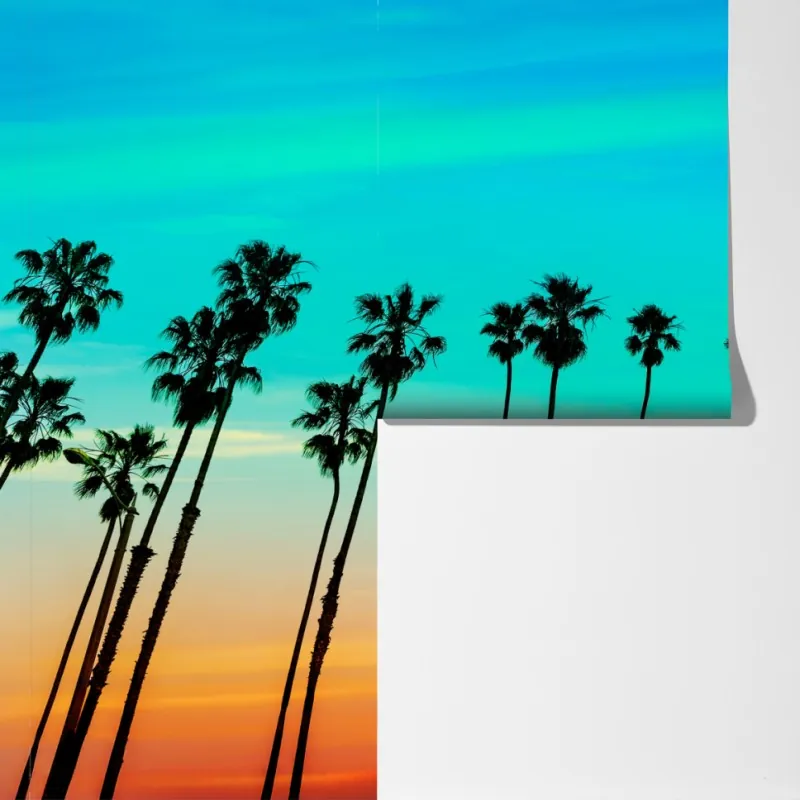 Fototapeta palmy o zachodzie słońca w Kalifornii – Wallissimo® Fototapeta palmy o zachodzie słońca w Kalifornii – Wallissimo®