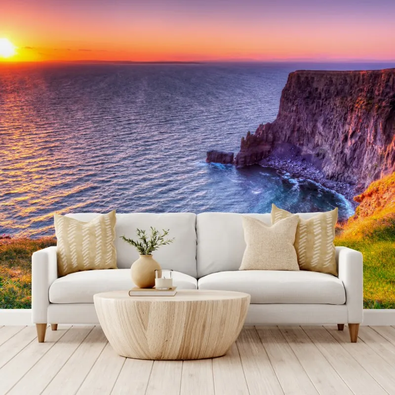 Fototapeta zachód słońca nad skalistymi klifami – Wallissimo® Fototapeta zachód słońca nad skalistymi klifami – Wallissimo®