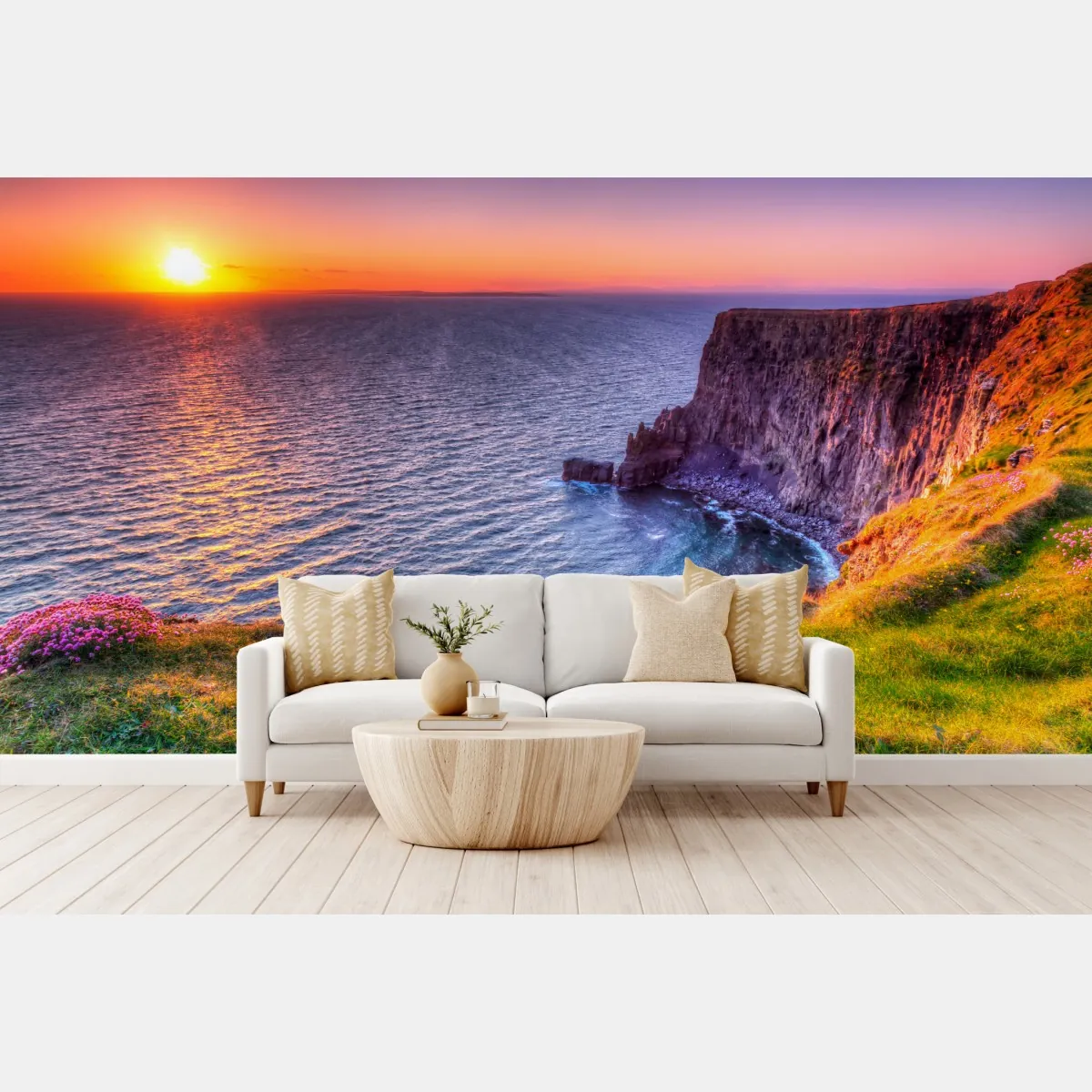 Fototapeta zachód słońca nad skalistymi klifami – Wallissimo® Fototapeta zachód słońca nad skalistymi klifami – Wallissimo®